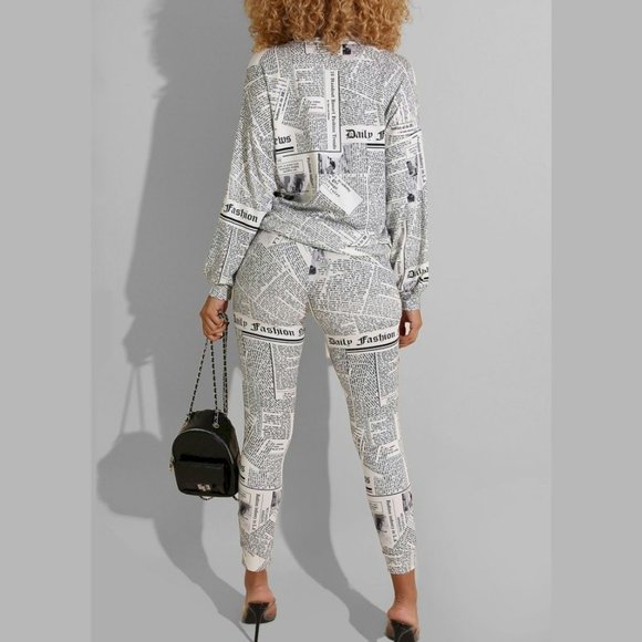 Newspaper Print Set - Pants & Top - Picture 6 of 11